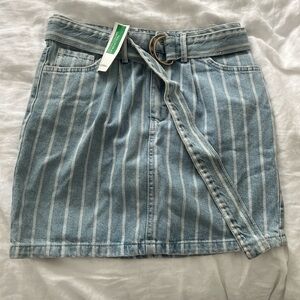 United Colors Of Benetton Blue and White Denim Skirt